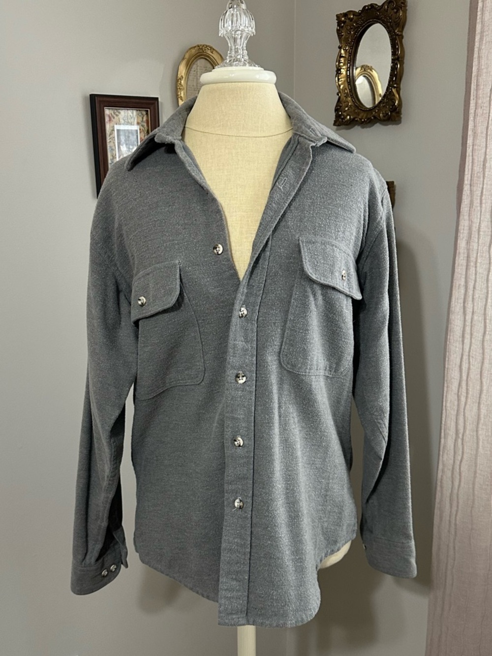 St. John's Bay Gray Chamois Cloth Button-Down Shirt Jacket